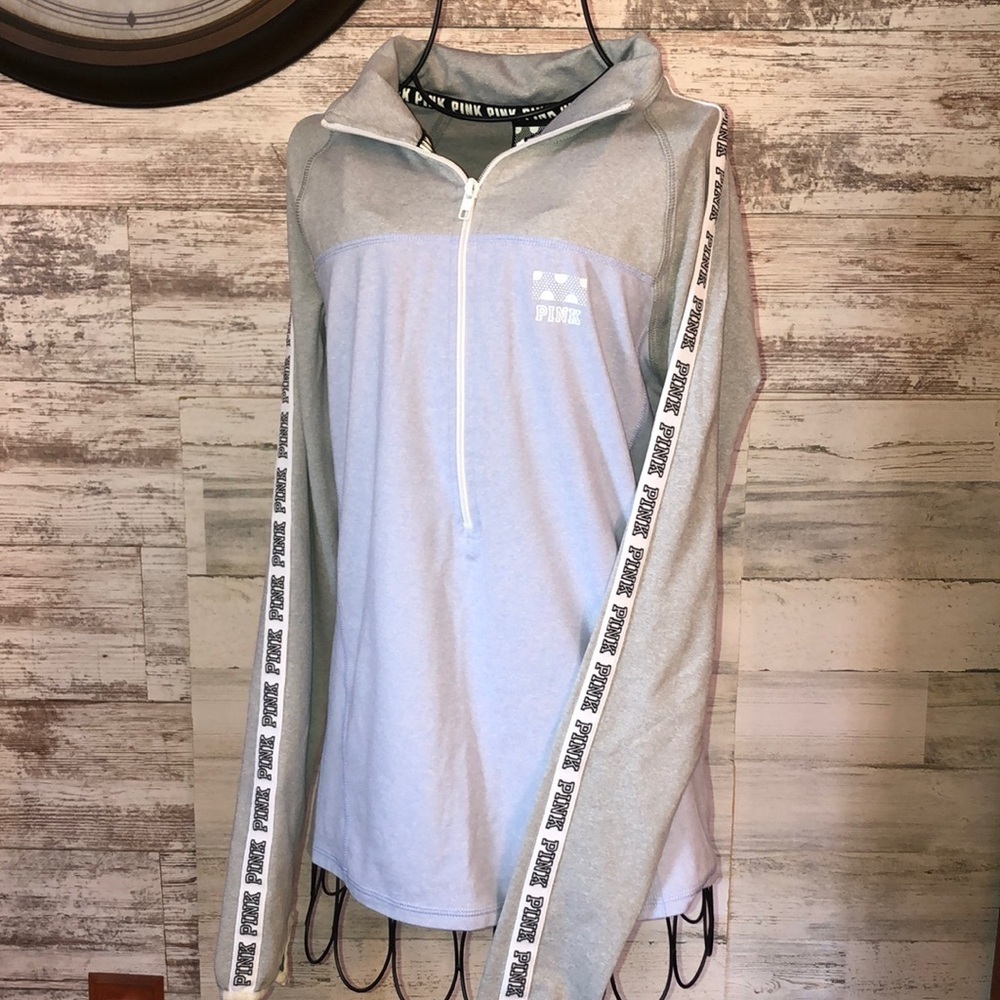 PINK VICTORIA’S SECRET pull over sweatshirt purple and gray quarter zip medium‌